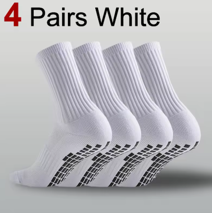GripZone Plain Grip Socks | Anti-Slip Football Crew Socks (Black & White)